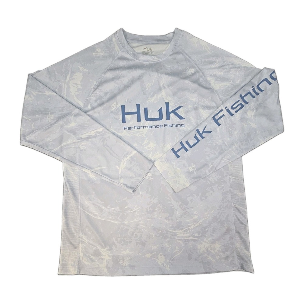 HUK Mossy Oak Stormwater Bonefish Pursuit Fishing Shirt Mens M Long Sleeve